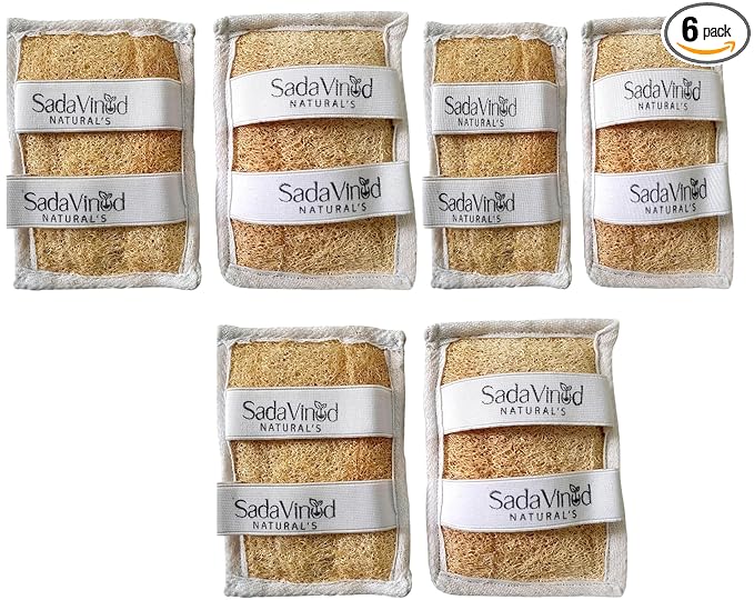 Loofah Exfoliating Scrubber | Eco-Friendly Bath Sponge for Face, Back, and Body | Spa-Quality Shower Scrub Rectangular 6 PCS (Pack Of 3)