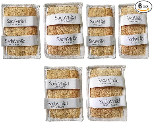 Loofah Exfoliating Scrubber | Eco-Friendly Bath Sponge for Face, Back, and Body | Spa-Quality Shower Scrub Rectangular 6 PCS (Pack Of 3)